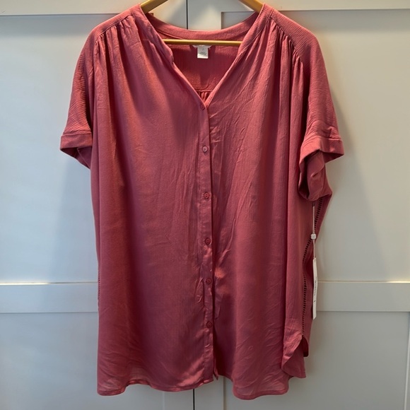 Caslon Oversized Rayon Blouse Blush Size large NWT - Picture 1 of 10